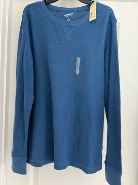 Men’s Arizona Jeans Co. Blue Waffle Thermal Knit Crewneck Shirt. Size XL. NWT.